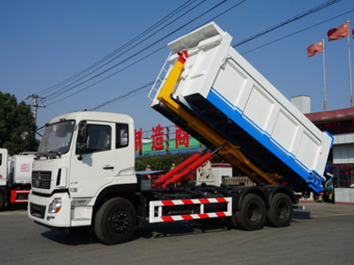 东风天龙25吨勾臂式垃圾车图片