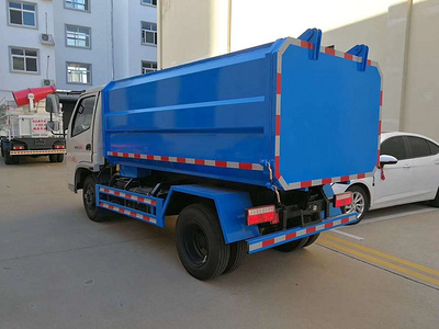 【蓝牌侧挂桶垃圾车】小型蓝牌挂桶垃圾车图片