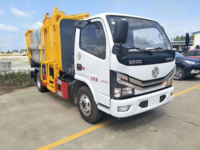 国六东风小多利卡蓝牌自装卸式挂桶垃圾车图片