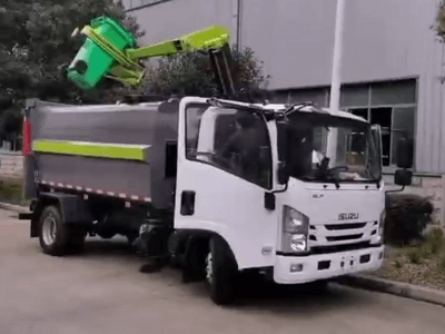 最新机械手挂桶垃圾车操作视频