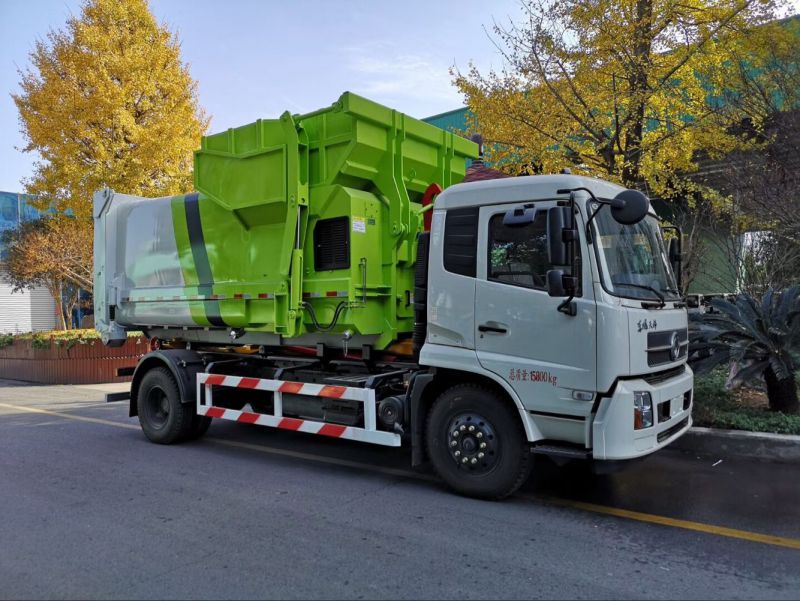 国六东风天龙勾臂式垃圾车25吨图片