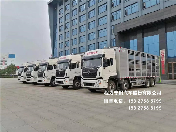 国六东风天龙9.6米全铝合金四层畜禽运输车
