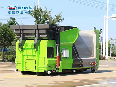 自装卸式挂桶垃圾车（无泄漏运输垃圾车）对接移动压缩垃圾站视频~~