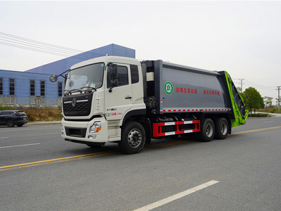 国六东风天龙18吨压缩垃圾车操作视频图片