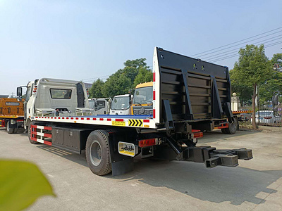 10吨解放J6一拖二道路救援拖车国五价格配置10吨板10吨后托臂图片