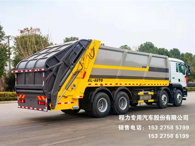 国六重汽汕德卡4轴25吨压缩式垃圾车图片