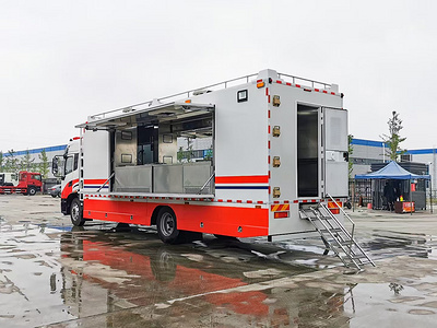东风天锦应急餐车，可在野外蒸炒保障300人就餐图片