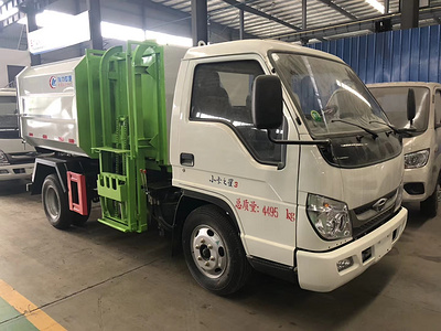 国六福田小卡3方自装卸式挂桶垃圾车环卫车图片