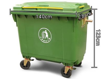 垃圾车660升环卫垃圾桶 带盖带轮子垃圾桶专用车配件图片